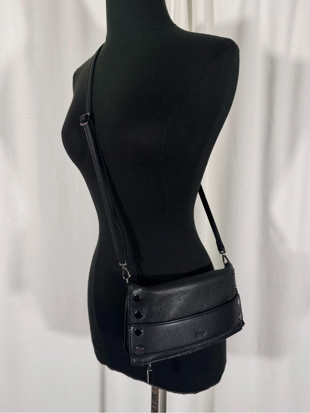Hammitt Ryan Medium Black Leather Crossbody Bag